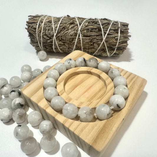 Black Dot Moonstone | Shadow Moon Beads