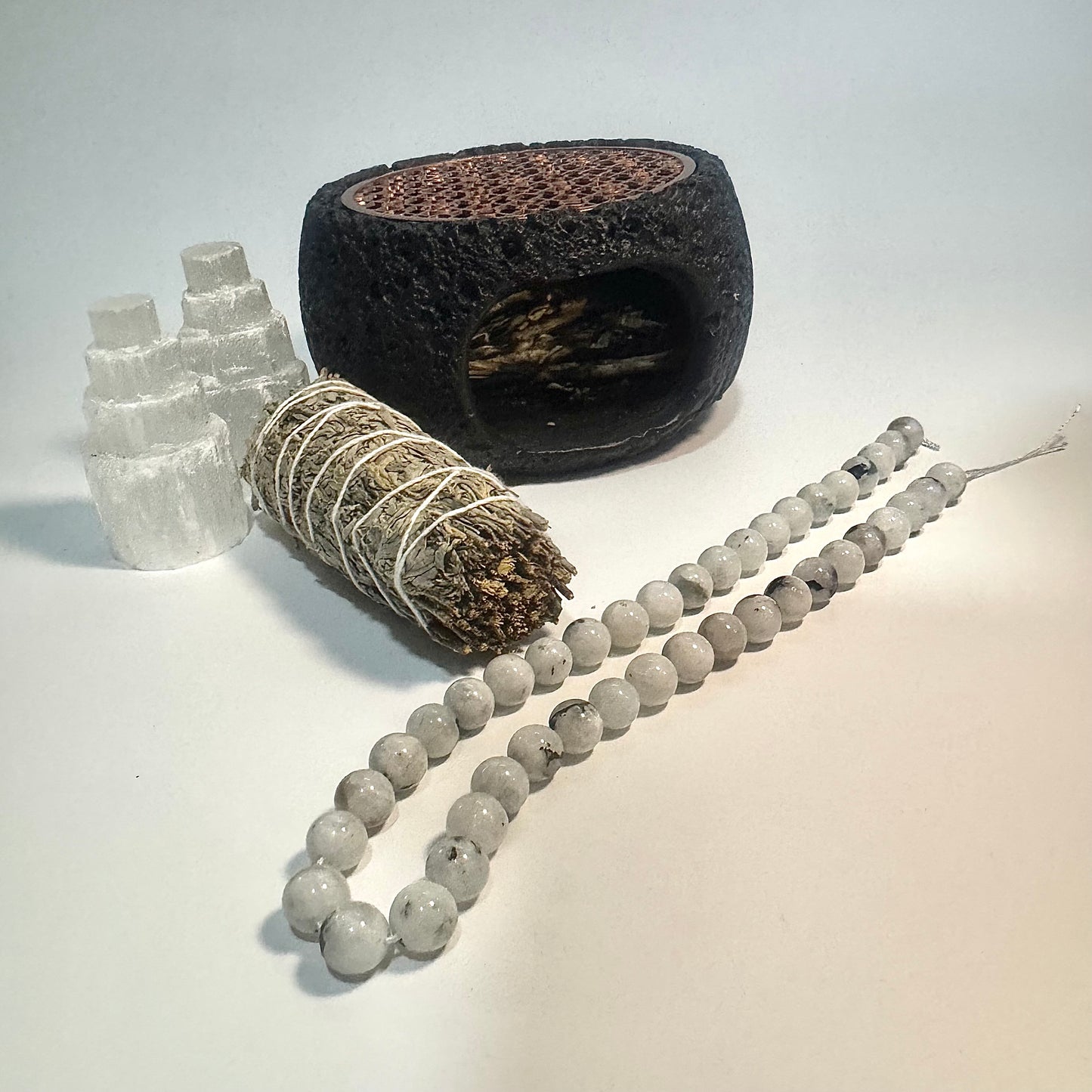 Black Dot Moonstone | Shadow Moon Beads