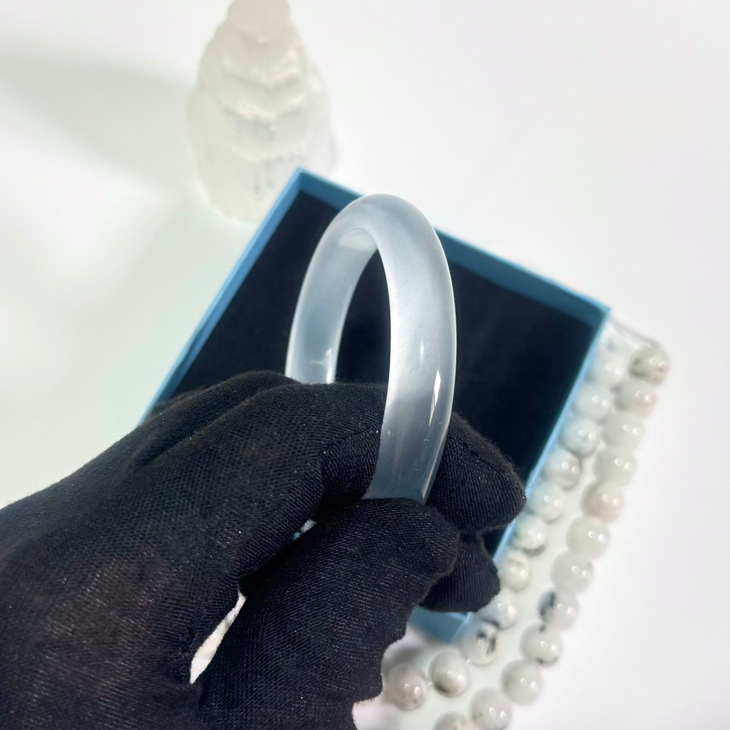 White Cat's Eye Bangle | Premium Guardian of Clarity