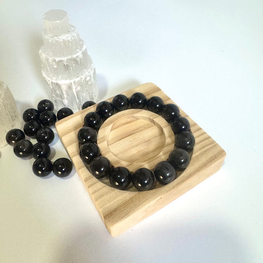 Silver Obsidian | Mirror Veil Beads